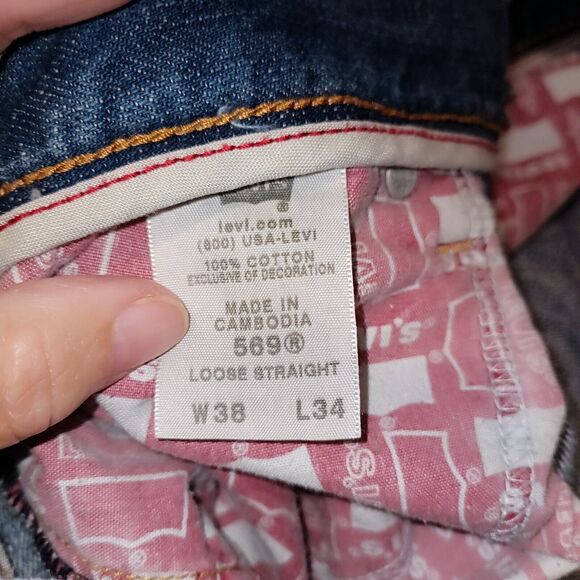 Levis 569 Jeans Men's 40x32 Blue Light Wash Denim Loose Straight - Picture 12 of 16